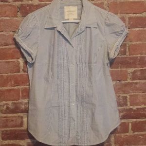 AE American Eagle blue and white button down pinstripe top size 12 (runs small)
